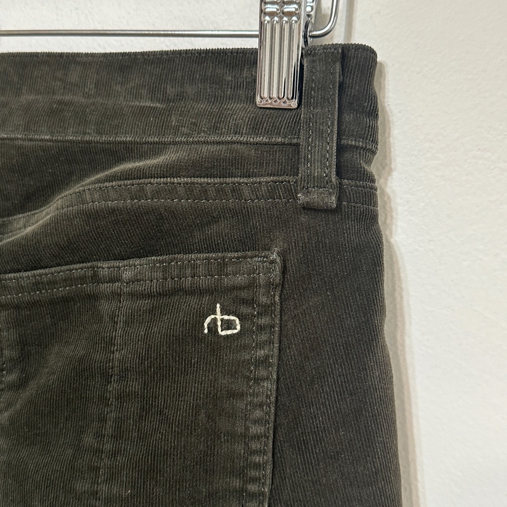 Rag & Bone Corduroy Skinny Pants Womens 27x29 Dark Olive Low Rise Hipster Indie - Picture 6 of 10